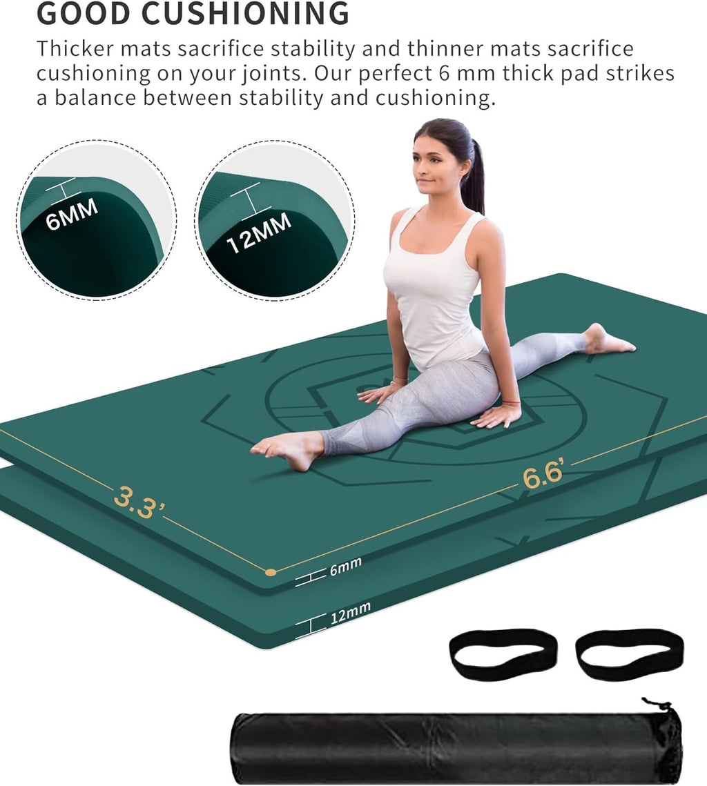 Large Exercise Yoga Mat 6.6 x 3.3 Feet Non-Slip Home Gym Workout Mat | DISCOM SOLUTIONS