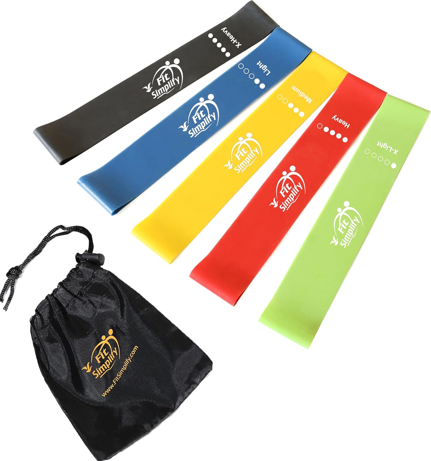 Resistance Loop Exercise Bands Set of 5 with Carry Bag and Instruction Guide – Home Workout Fitness Bands