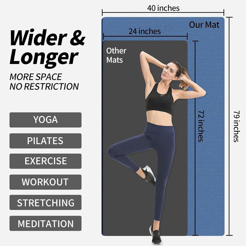 Extra Large Yoga Mat 79" x 40" Non-Slip Exercise Mat for Home Workouts, Yoga, Pilates & Fitness Training | DISCOM SOLUTIONS